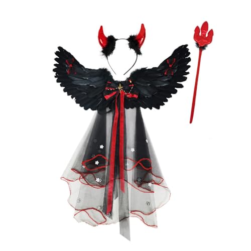 TARSHYRY Halloween -Kostüme, Teufel Angel Cospaly Kostüm Fairy Wings Party Wings Party Cosplay Requisite Tödliche Kleid für Halloween Carnival Themeed Cosplay Party Accessoires (BLACK) von TARSHYRY