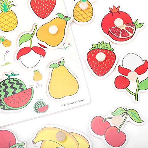 TARSHYRY Holzkognitive Puzzle Lernen Spielzeug Handgriff für Bildungsentwicklung (A3016 (Obst)) von TARSHYRY