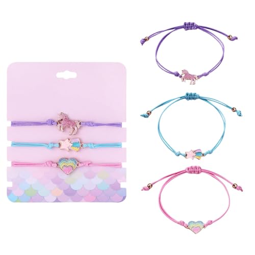 TAXTYHRE 3 Stück Armband Mädchen, Armband Süßes Mädchen, Einstellbare Geflochten Armband, Freundschaftsarmband Kinder, für Mädchen Geschenke Geburtstag (B) von TAXTYHRE