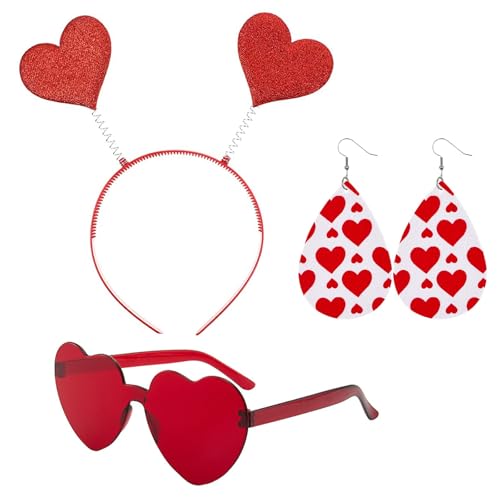 TAXTYHRE Herz Stirnband, Herz Haarreif Rot, mit Herz Brille und Herzförmige Ohrringe, für Karneval Fasching Hochzeit Valentinstag Foto Requisiten Kostüm Party TAXTYHRE Herz Stirnband, Herz Haarreif Rot, mit Herz Brille und Herzförmige Ohrringe, für Karneval Fasching Hochzeit Valentinstag Foto Requisiten Kostüm Party von TAXTYHRE