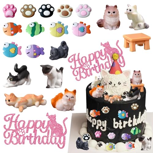 TAXTYHRE Tortendeko Katze, 20 Stück Katze Cupcake Topper, Realistische Kätzchen Figuren, Niedliche Katzenpfoten Tortendeko, Fisch Muffin Deko, für Babyparty Geburtstag Hochzeit Party TAXTYHRE Tortendeko Katze, 20 Stück Katze Cupcake Topper, Realistische Kätzchen Figuren, Niedliche Katzenpfoten Tortendeko, Fisch Muffin Deko, für Babyparty Geburtstag Hochzeit Party von TAXTYHRE