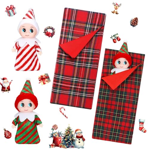 Weihnachtselfen Zubehör, Puppen Weihnachtselfen, Weihnachtselfen Wichtelpuppe, mit Weihnachtselfe Schlafsack, Weihnachts Puppen Dekorationen, für Elfenpuppe Zubehör(A) von TAXTYHRE