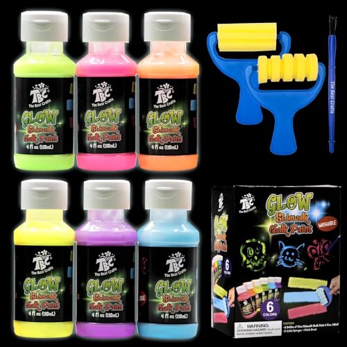TBC Straßenmalkreiden 6 leuchtende Farben, je 118 ml, Gehweg-Kreidefarben-Set, ungiftig waschbare Flüssigfarbe für Straße, Garten, Spielplatz, geeignet für Kinder ab 6 Jahren TBC Straßenmalkreiden 6 leuchtende Farben, je 118 ml, Gehweg-Kreidefarben-Set, ungiftig waschbare Flüssigfarbe für Straße, Garten, Spielplatz, geeignet für Kinder ab 6 Jahren von TBC The Best Crafts