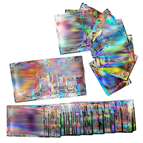 TBCBLKVEK 100 Stück Sammelkarten Deutsche Version, Holo-Folie Cartoon Regenbogen Karten, Keine Duplikate für Geburtstagsgeschenk von TBCBLKVEK