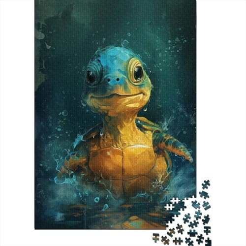 1000 Teile, süße kleine gelbe Schildkröte für Erwachsene, schwierige Puzzles für Erwachsene, Familienspaß, Puzzles 1000 Teile (38 x 26 cm) von TBDUEPS
