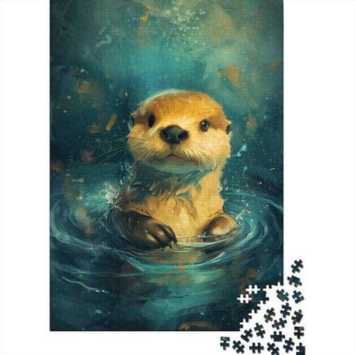 1000 Teile, süßer Kleiner gelber Otter für Erwachsene, schwieriges Puzzle aus Holz für Erwachsene, 1000 Teile (38 x 26 cm) von TBDUEPS