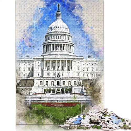 1000 Teile „Washington in Aquarell“ für Erwachsene. Schwieriges Holzpuzzle für Erwachsene und Jugendliche ab 12 Jahren. 1000 Teile (75 x 50 cm) von TBDUEPS