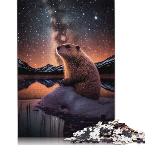 1000 Teile Biber unter den Sternen Puzzles Puzzle Schwierigkeitsgrad Puzzle Lernspiele Spielzeug 1000 Stück (75x50cm) von TBDUEPS
