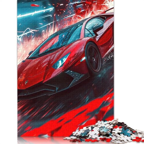 1000 Teile Bunte Klassische Sportwagen-Holzpuzzles, Holzpuzzles für Erwachsene und Jugendliche ab 12 Jahren, 1000 Stück (75 x 50 cm) von TBDUEPS