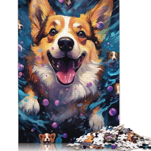 1000 Teile Buntes Corgi-Tier-Puzzle für Erwachsene, Holzpuzzles, Puzzles für Erwachsene, Lernspiel, Herausforderungsspielzeug (75 x 50 cm) von TBDUEPS
