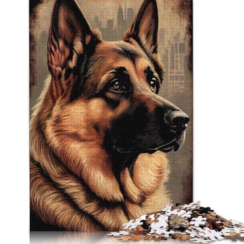 1000 Teile Deutscher Schäferhund Retro-Hunde-Puzzle, Schwierigkeitsgrad für Erwachsene, entspannende Spiele, Spielzeug, 1000 Teile (38 x 26 cm) von TBDUEPS