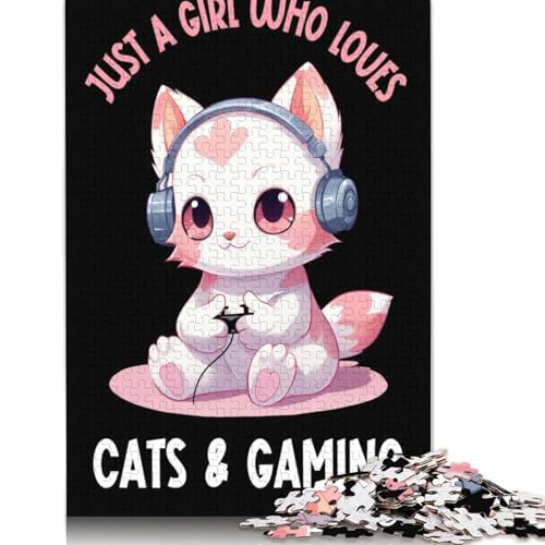 1000 Teile Gamer-Mädchen-Katze Kawaii Puzzles Schwierigkeitsgrad Puzzles Lernspiele Spielzeug 1000 Stück (38x26cm) von TBDUEPS