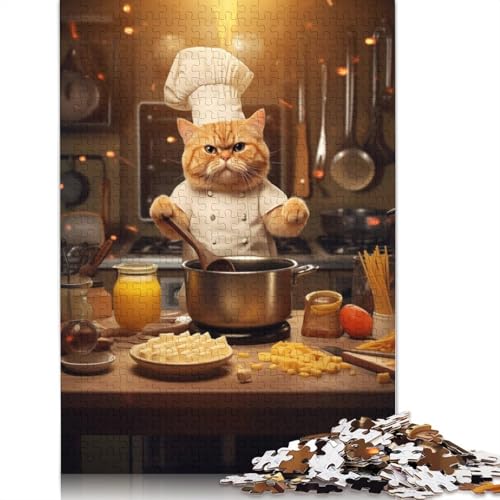 1000 Teile Katzen-Kochküche Lustiges Puzzle Schwierigkeitsgrad Puzzle Lernspiel Spielzeug 1000 Stück (75x50cm) von TBDUEPS