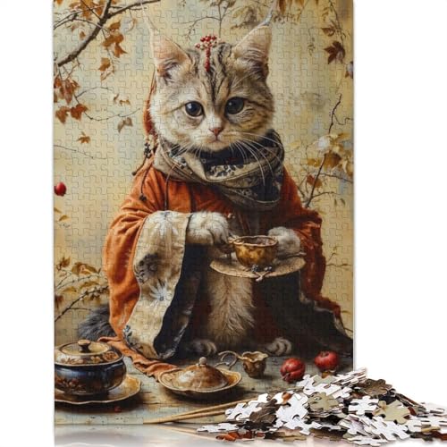 1000 Teile Katzenkaffee-Tierpuzzle, Puzzle für Erwachsene, Schwierigkeitsgrad, Lernspiel, Spielzeug, 1000 Teile (38 x 26 cm) von TBDUEPS