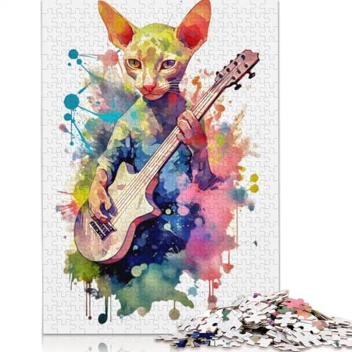 1000 Teile Peterbald-Katze Aquarell-Puzzle, Schwierigkeitsgrad, Lernspiele, Spielzeug, 1000 Teile (75 x 50 cm) von TBDUEPS