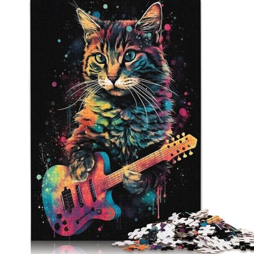 1000 Teile Puzzle, Bunte Katze spielt Gitarre, Schwierigkeitsgrad: Puzzle, Lernspiele, Spielzeug, 1000 Teile (75 x 50 cm) von TBDUEPS