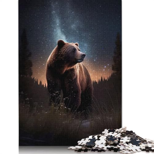 1000 Teile Puzzle „Braunbär unter den Sternen“, Schwierigkeitsgrad Puzzle, Lernspiel, Spielzeug, 1000 Teile (38 x 26 cm) von TBDUEPS