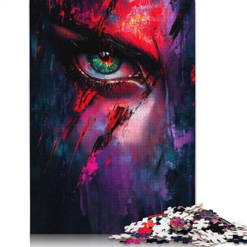 1000 Teile Puzzle „Grünes Auge mit roten Streifen“, Schwierigkeitsgrad, Lernspiele, Spielzeug, 1000 Teile (75 x 50 cm) von TBDUEPS