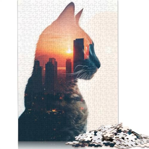 1000 Teile Puzzle „Katze in der Stadt“, Schwierigkeitsgrad, Lernspiele, Spielzeug, 1000 Teile (75 x 50 cm) von TBDUEPS