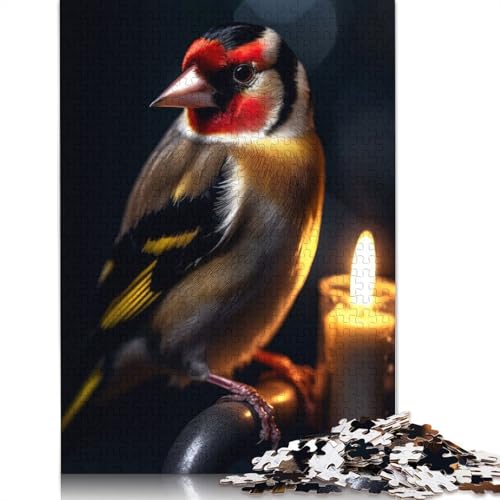 1000 Teile Puzzle „Stieglitz mit Kerze“, Schwierigkeitsgrad, Lernspiele, Spielzeug, 1000 Teile (75 x 50 cm) von TBDUEPS