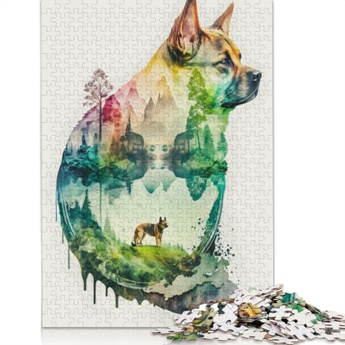 1000 Teile Puzzle in Naturform mit Hundekunst, Schwierigkeitsgrad, Lernspiele, Spielzeug, 1000 Stück (75 x 50 cm) von TBDUEPS