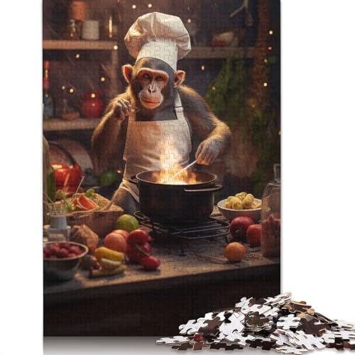 1000 Teile Puzzle mit Affen-Kochkunst, Schwierigkeitsgrad, Lernspiele, Spielzeug, 1000 Teile (38 x 26 cm) von TBDUEPS
