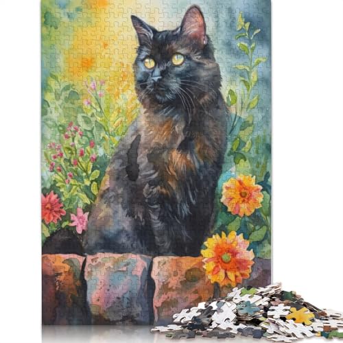 1000 Teile Puzzle mit Katzen-Blumenmalerei, Puzzle für Erwachsene, Schwierigkeitsgrad, Lernspiel, Spielzeug, 1000 Teile (75 x 50 cm) von TBDUEPS