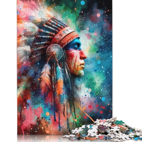 1000 Teile Puzzle mit Porträt eines Häuptlings der amerikanischen Ureinwohner, Schwierigkeitsgrad: Puzzle, Lernspiel, Spielzeug, 1000 Teile (38 x 26 cm) von TBDUEPS