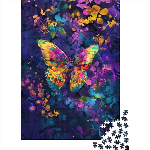 1000 Teile Schöne Bunte Schmetterlings-Holzpuzzles, Holzpuzzles für Erwachsene und Jugendliche ab 12 Jahren, 1000 Stück (38 x 26 cm) von TBDUEPS