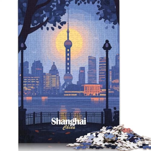 1000 Teile Shanghai Skyline für Erwachsene, schwierige Puzzles, Puzzles für Erwachsene, Lernspiel, Herausforderungsspielzeug, 1000 Stück (75 x 50 cm) von TBDUEPS