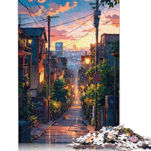 1000 Teile Sonnenuntergangsstadt für Erwachsene, schwierige Holzpuzzles, Puzzles für Erwachsene, Lernspiel, Herausforderungsspielzeug, 1000 Stück (75 x 50 cm) von TBDUEPS