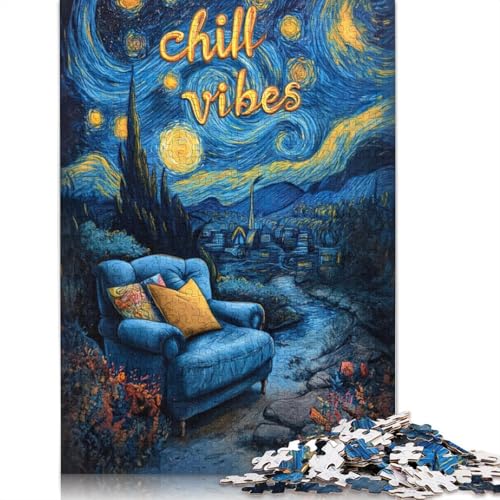 1000 Teile Sternennacht Chill Vibes Puzzles Puzzle Schwierigkeitsgrad Puzzle Lernspiele Spielzeug 1000 Stück (75x50cm) von TBDUEPS