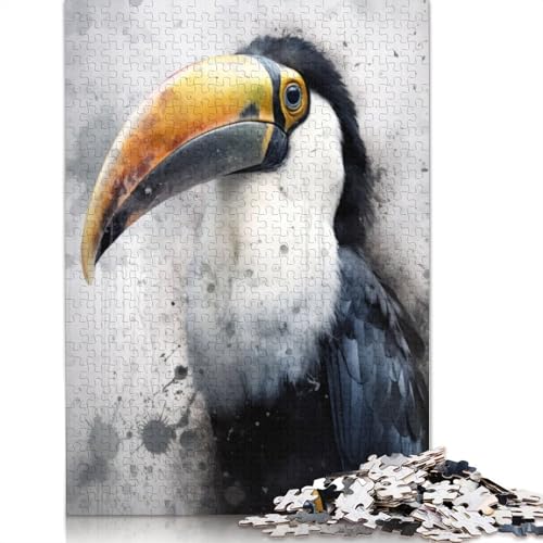 1000 Teile Tukan-Schönheit Aquarell-Puzzle, Schwierigkeitsgrad Puzzle, Lernspiele, Spielzeug, 1000 Teile (75 x 50 cm) von TBDUEPS