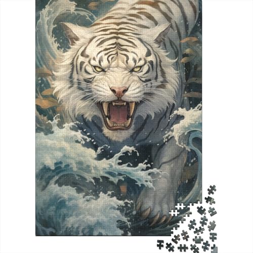 1000 Teile Weißer Tiger für Erwachsene, schwieriges Puzzle aus Holz für Erwachsene, 1000 Teile (38 x 26 cm) von TBDUEPS
