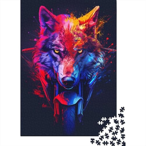 1000 Teile Wolf und Motorräder Holzpuzzles Holzpuzzles für Erwachsene und Jugendliche ab 12 Jahren 1000 Stück (38 x 26 cm) von TBDUEPS