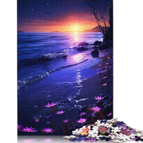 1000 Teile Wunderschöne Strand-Sonnenuntergang-Holzpuzzles, Holzpuzzles für Erwachsene und Jugendliche ab 12 Jahren, 1000 Teile (75 x 50 cm) von TBDUEPS