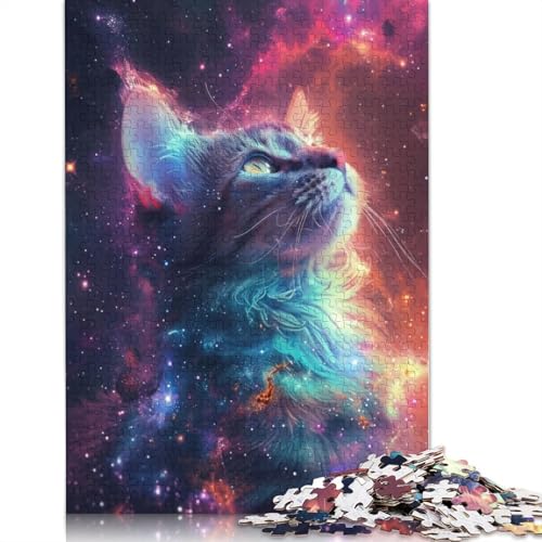 1000 Teile süßes Galaxie-Katzen-Puzzle, Puzzle für Erwachsene, Schwierigkeitsgrad: Puzzle, Lernspiel, Spielzeug, Familiendekoration, 1000 Teile (75 x 50 cm) von TBDUEPS