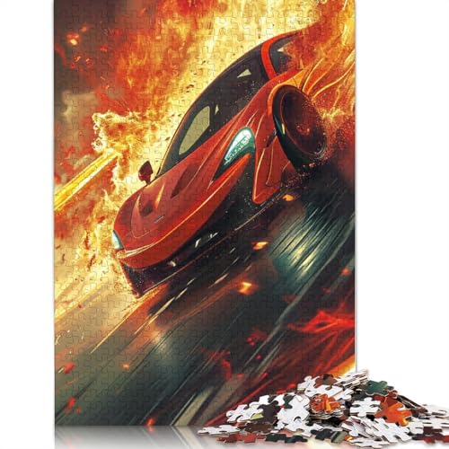 1000-teiliges, farbenfrohes, Cooles Sportwagen-Puzzle für Erwachsene und Teenager. Holzpuzzles. Nachhaltiges Puzzle für Erwachsene | Spiele 1000 Stück (75 x 50 cm) von TBDUEPS