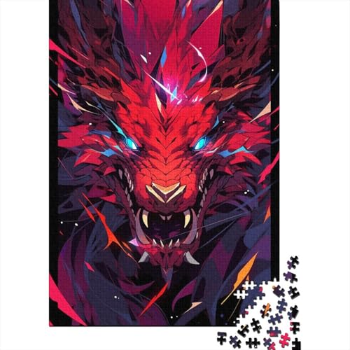 1000-teiliges Anime-Art-Drachen-Puzzle für Erwachsene, Holzpuzzles, Puzzles für Erwachsene, Lernspiel, Herausforderungsspielzeug, 1000 Stück (38 x 26 cm) von TBDUEPS