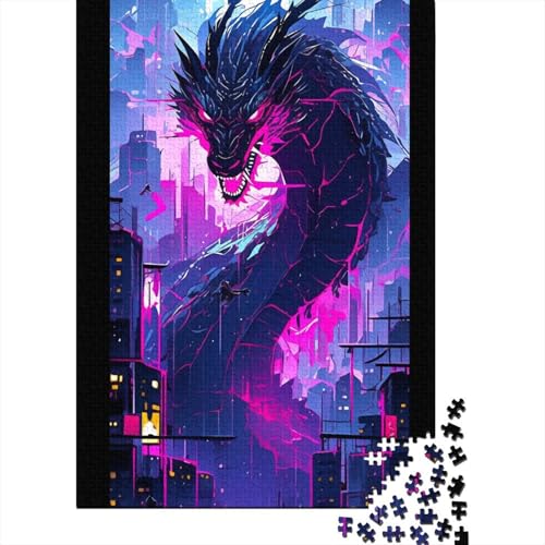 1000-teiliges Anime-Art-Drachen-Puzzle für Erwachsene Teenager, Holzpuzzles, nachhaltiges Puzzle für Erwachsene | Spiele 1000 Stück (38 x 26 cm) von TBDUEPS