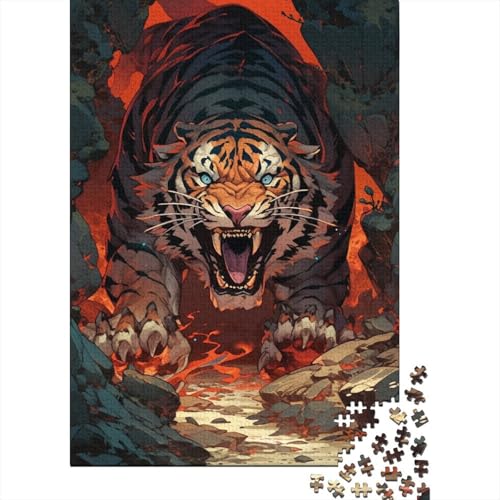 1000-teiliges Anime-Art-Tiger-Puzzle für Erwachsene, Puzzle für Erwachsene und Jugendliche ab 12 Jahren, 1000 Teile (38 x 26 cm) < von TBDUEPS