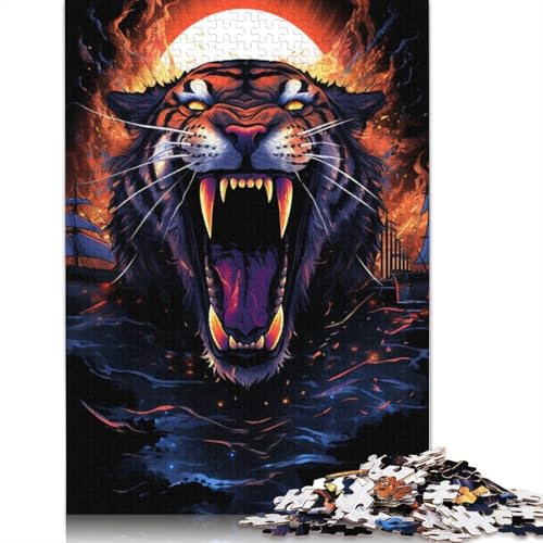 1000-teiliges Anime-Art-Tiger-Puzzle für Erwachsene und Teenager, Holzpuzzle, 1000 Stück (75 x 50 cm) von TBDUEPS