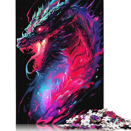 1000-teiliges Anime-Kunst-Drachen-Puzzle für Erwachsene, Holzpuzzles für Erwachsene, Teenager, Mann, Frau, Geschenk, 1000 Stück (75 x 50 cm) von TBDUEPS