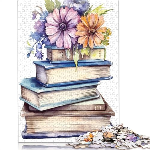 1000-teiliges Aquarell-Bücher-Poster-Puzzle, Puzzle für Erwachsene, Schwierigkeitsgrad, Lernspiel, Spielzeug, 1000 Stück (38 x 26 cm) von TBDUEPS