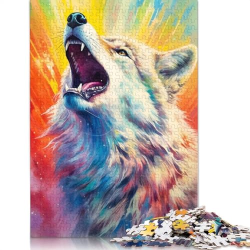 1000-teiliges Aquarell-Wolf-Puzzle, Schwierigkeits-Puzzle, Lernspiel, Spielzeug, Familiendekoration, 1000 Stück (75 x 50 cm) von TBDUEPS