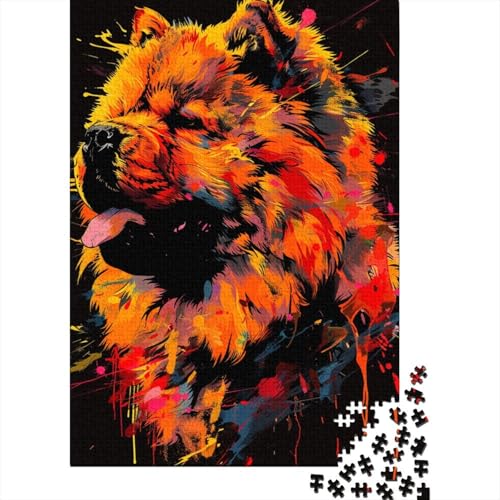 1000-teiliges Chow-Chow-Hundekunst-Puzzle für Erwachsene, Holzpuzzles für Teenager, Geschenke, einzigartige Heimdekoration und Geschenke, 1000 Stück (38 x 26 cm) von TBDUEPS
