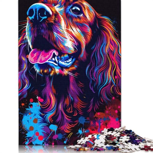 1000-teiliges Cocker Spaniel-Hunde-Kunstpuzzle für Erwachsene, Holzpuzzles, Puzzles für Erwachsene, Lernspiel, Herausforderungsspielzeug (75 x 50 cm) von TBDUEPS