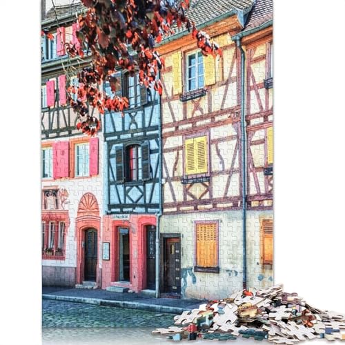 1000-teiliges Colmar-Fassadenposter-Puzzle für Erwachsene, Holzpuzzles für Erwachsene und Jugendliche ab 12 Jahren, 1000 Teile (75 x 50 cm) von TBDUEPS