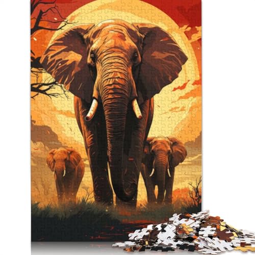 1000-teiliges Elefanten-Puzzle, Schwierigkeitsgrad für Erwachsene, entspannendes Spiel, Spielzeug, 1000 Teile (38 x 26 cm) von TBDUEPS