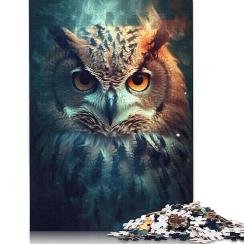 1000-teiliges Eulen-Doppelbelichtungspuzzle, Schwierigkeitsgrad für Erwachsene, entspannendes Spiel, Spielzeug, 1000 Stück (75 x 50 cm) von TBDUEPS